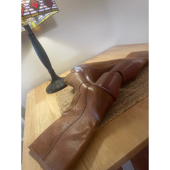 Joie Womens Ryann Caramel Leather Mid-Calf Pull On Cowboy, Western Boots Shoes - Picture 10 of 11